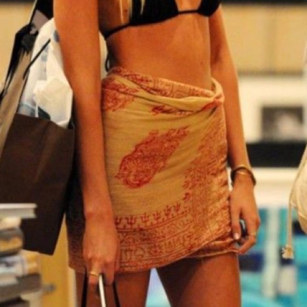 Yellow Balinese mandala Sarong, Swimsuit Cover up